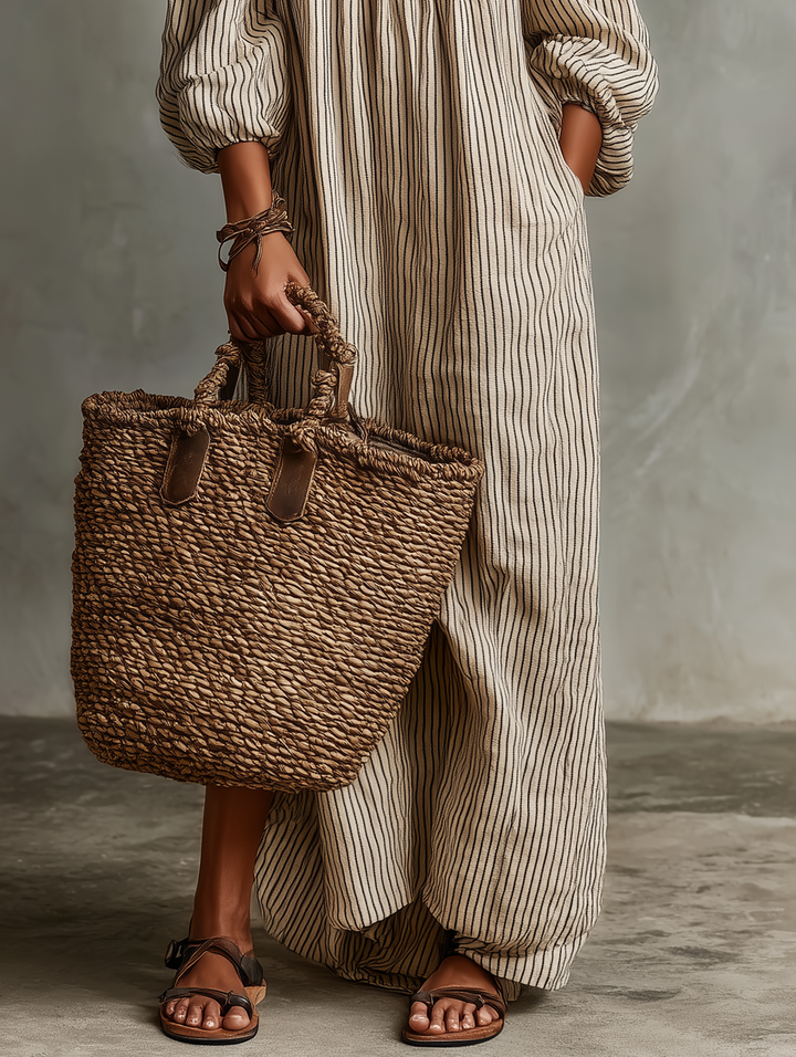 Carmen | Long Cotton and Linen Off-the-Shoulder Dress