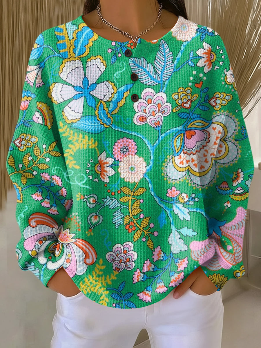 Sorylith | Sweater with Colorful Ethnic Floral Print