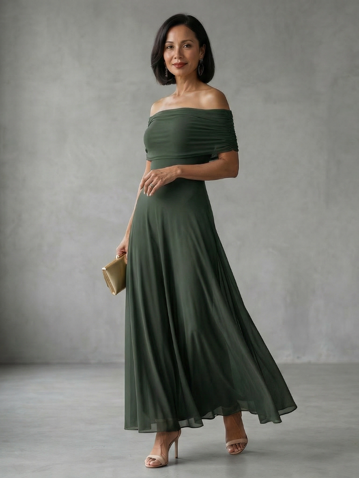 Giugno | Off-Shoulder Draped Midi Dress