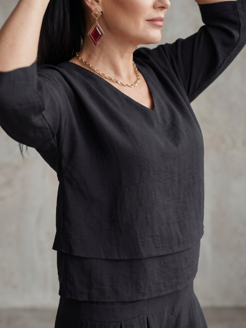 Fiume | Layered Top with Wide-Leg Trousers Set
