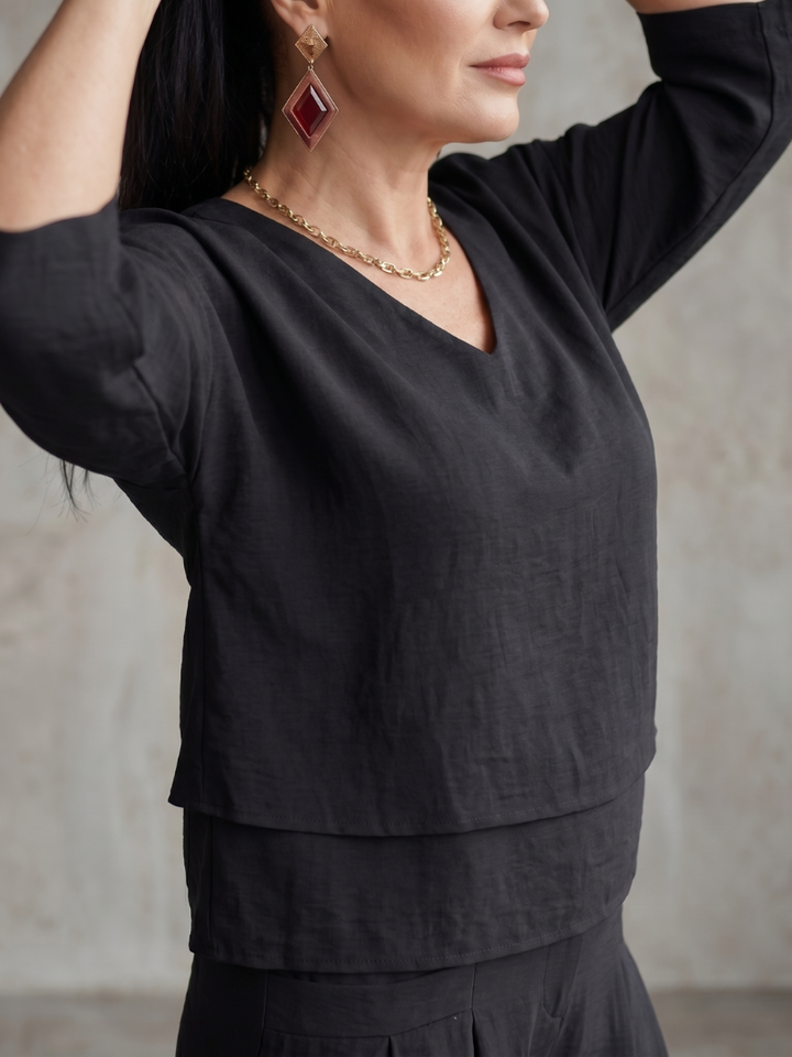 Fiume | Layered Top with Wide-Leg Trousers Set