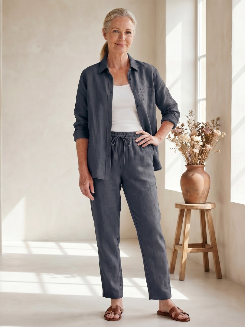 Noor | Long Sleeve Shirt and Tapered Trousers Set