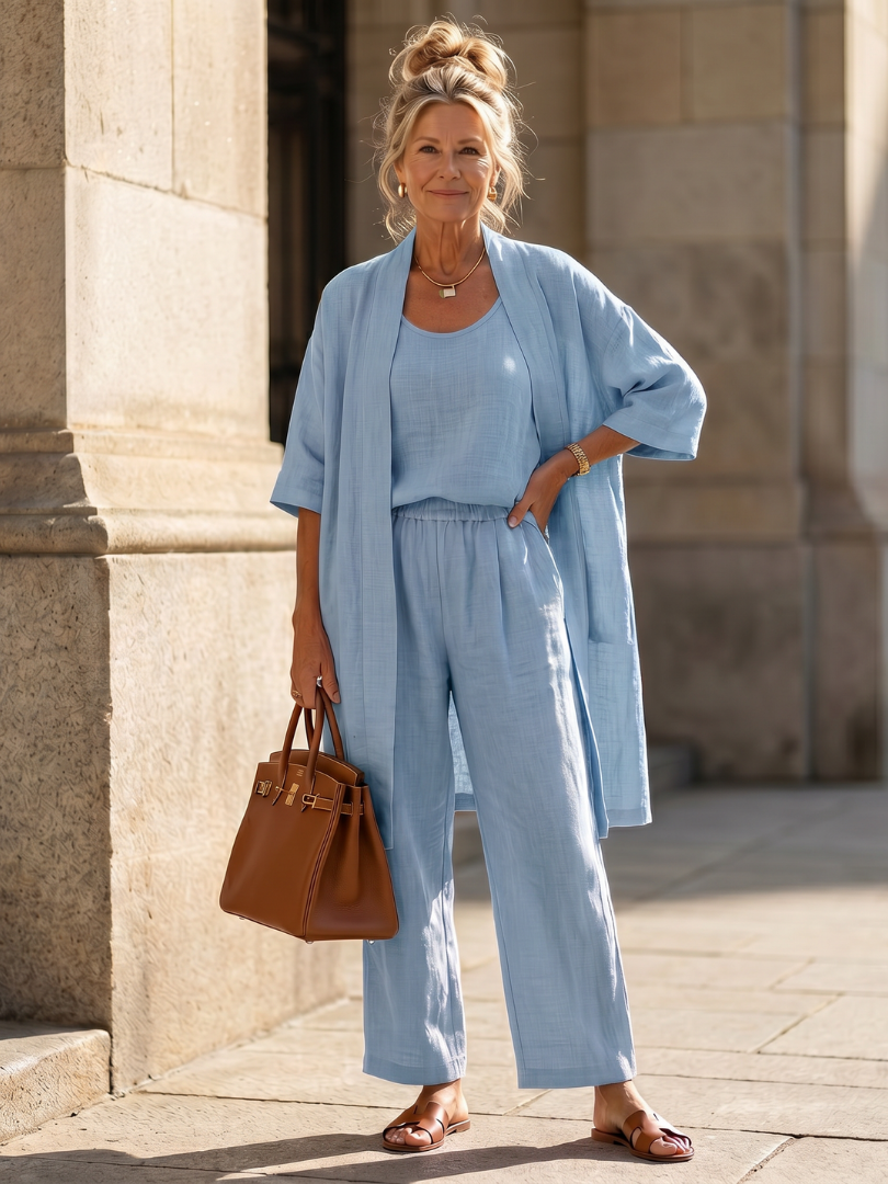 Yael | Three-Piece Relaxed Top and Trousers Set