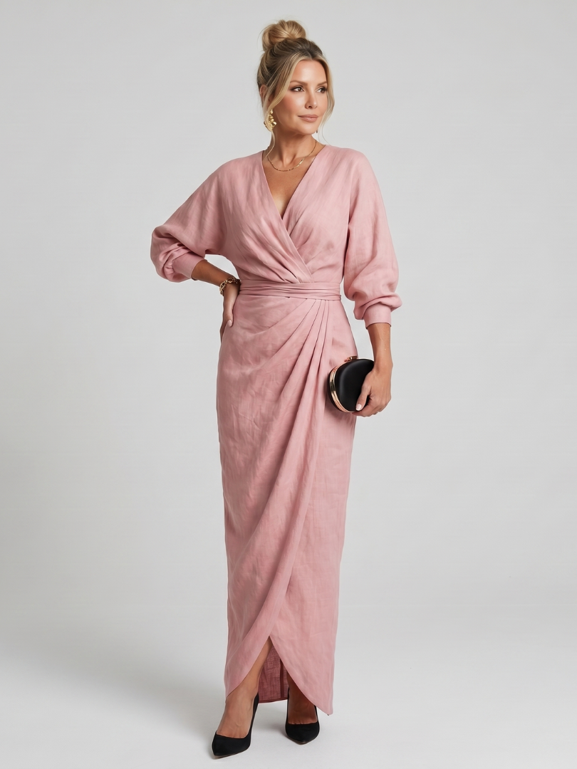 Fable | Long-Sleeve V-Neck Midi Dress