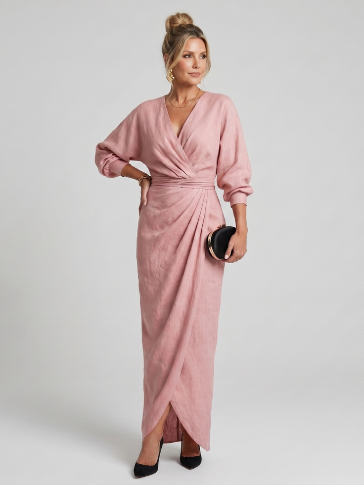 Fable | Long-Sleeve V-Neck Midi Dress