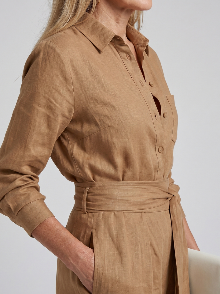 Jovie | Button Long Sleeve Wide-Leg Jumpsuit