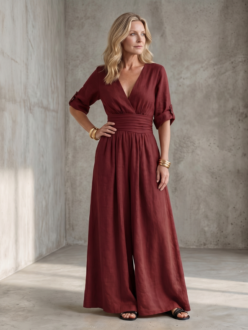 Wanda | Wide Jumpsuit with Front Crossover