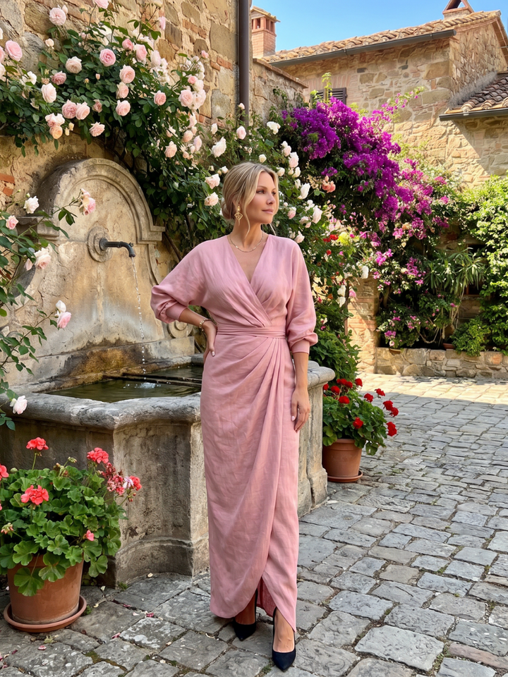 Fable | Long-Sleeve V-Neck Midi Dress