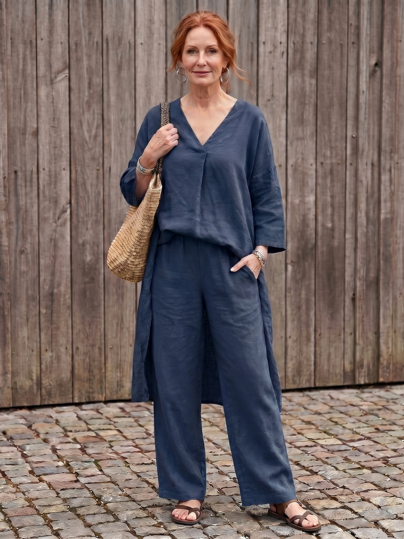 Onice | Wide Tunic Top and Wide-Leg Trousers Set
