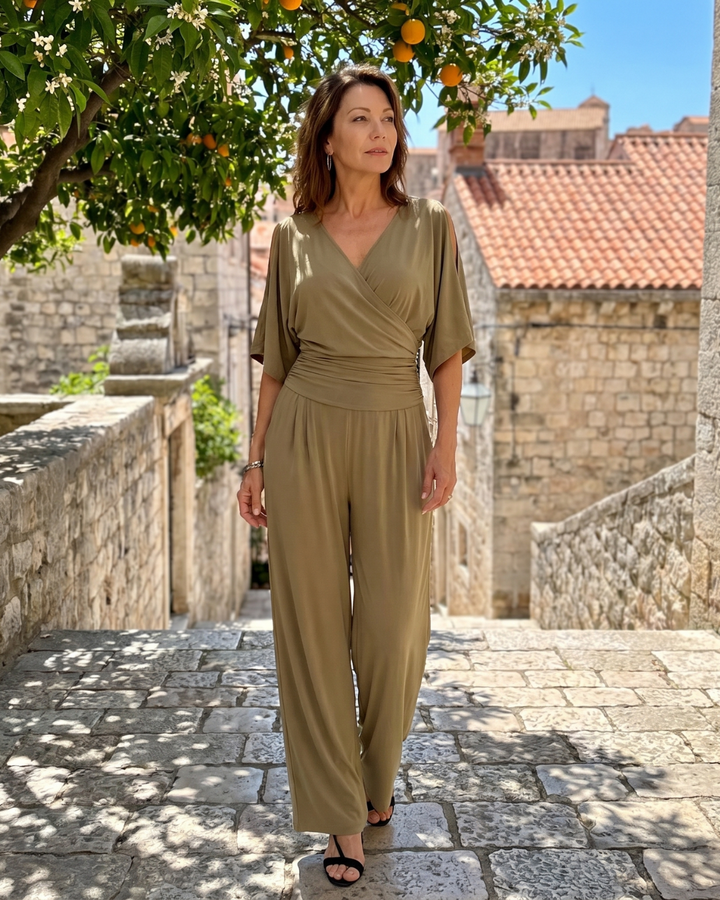 Nyxara | Relaxed Off-Shoulder Wrap Waist Jumpsuit