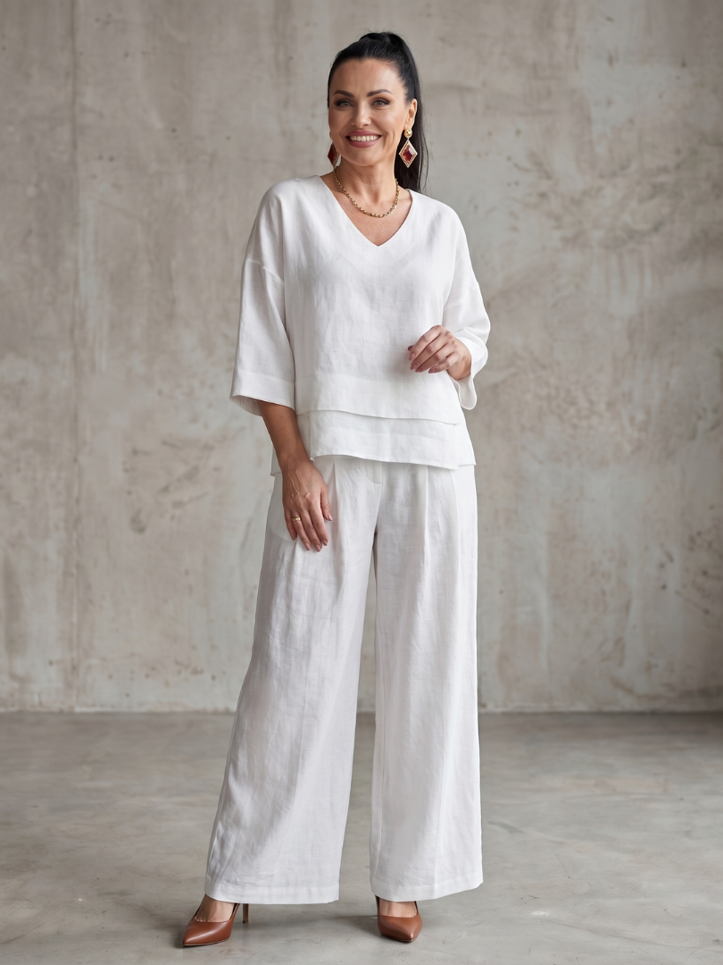 Fiume | Layered Top with Wide-Leg Trousers Set