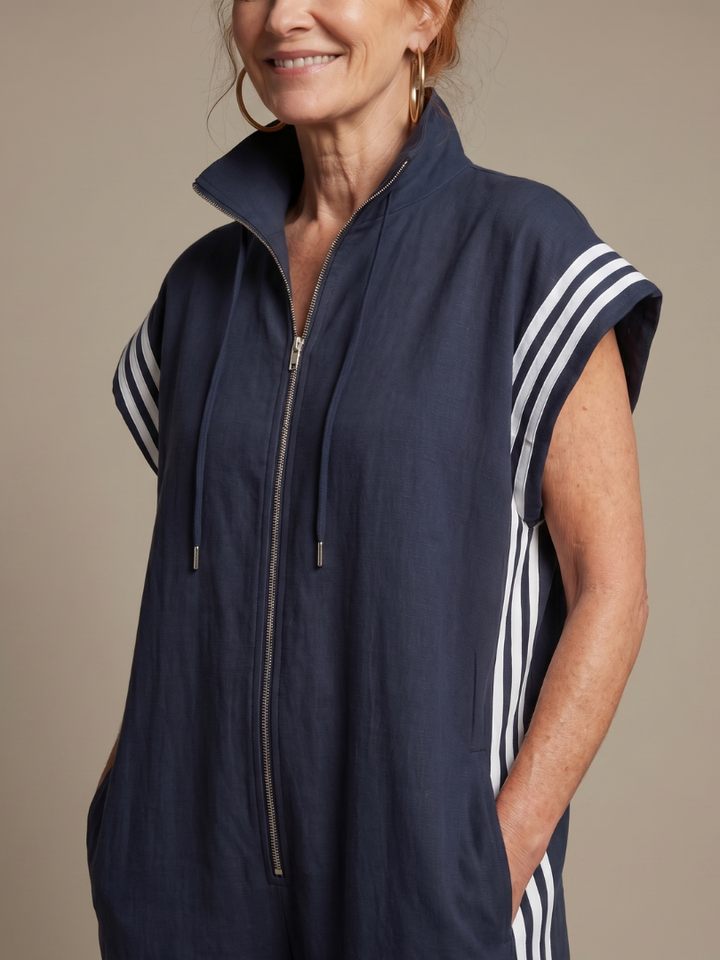 Lark | Zip Jumpsuit with Striped Panels