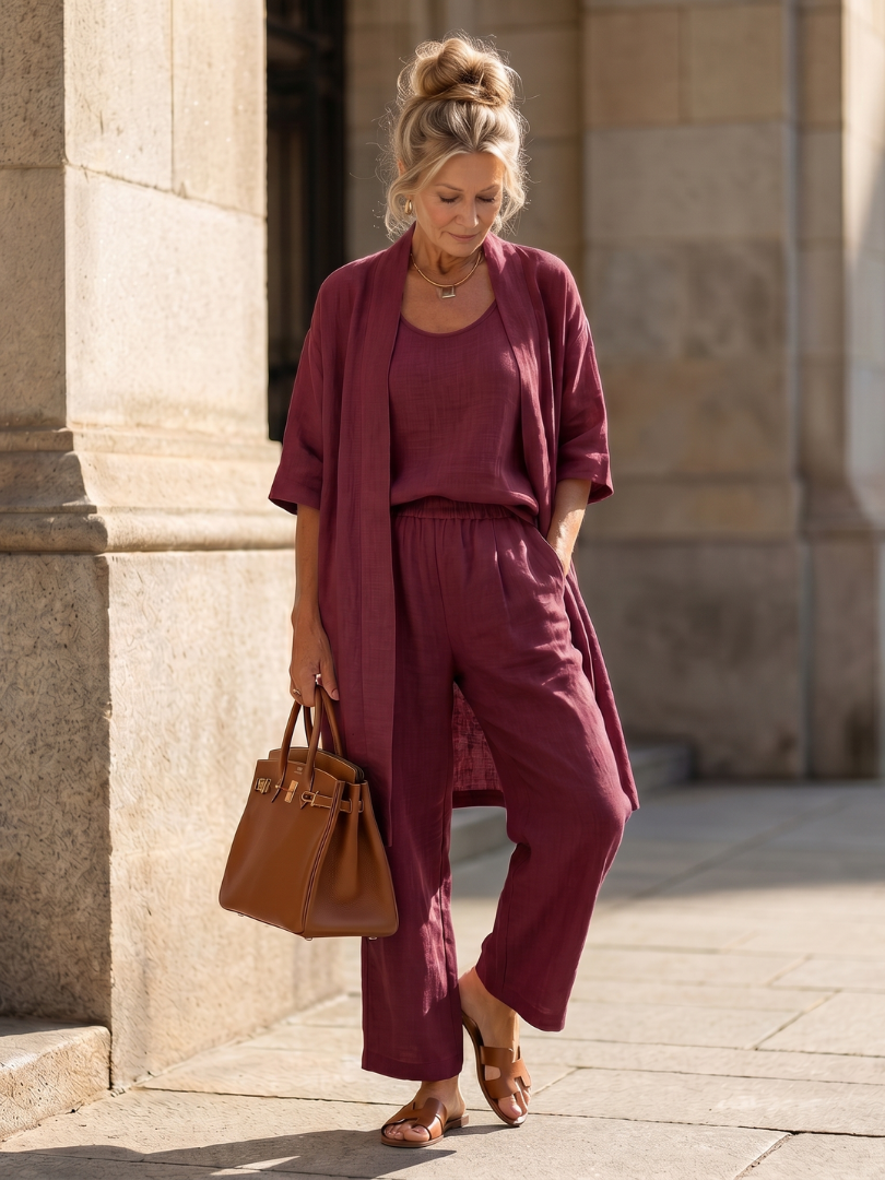 Yael | Three-Piece Relaxed Top and Trousers Set