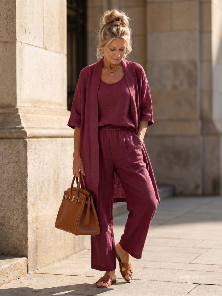 Yael | Three-Piece Relaxed Top and Trousers Set