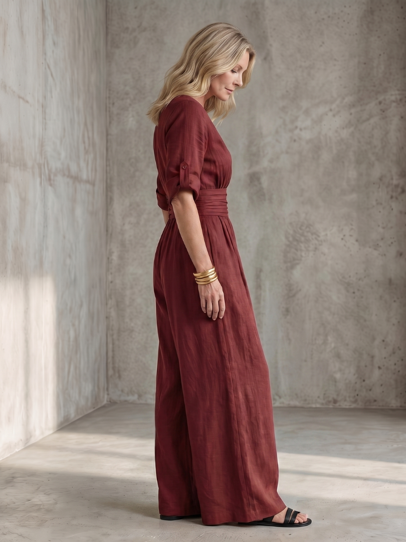 Wanda | Wide Jumpsuit with Front Crossover