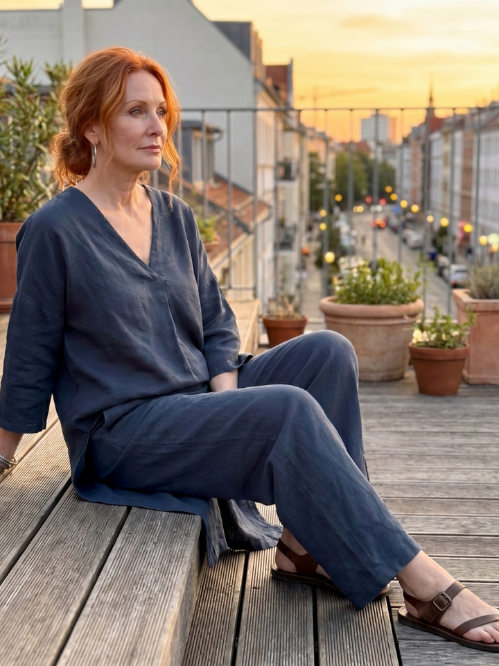 Onice | Wide Tunic Top and Wide-Leg Trousers Set