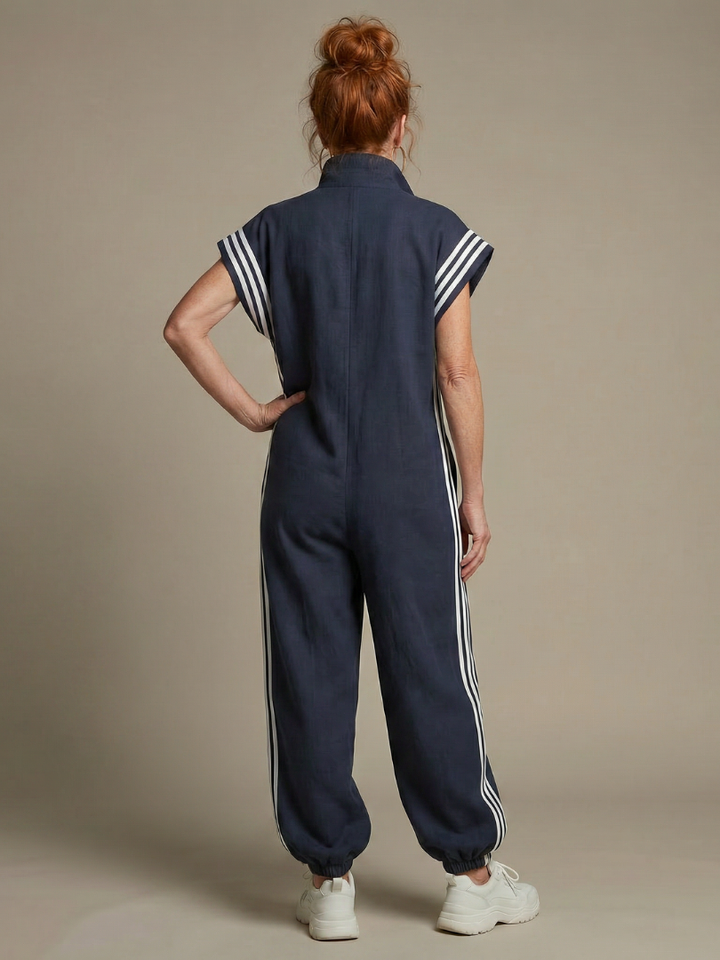 Lark | Zip Jumpsuit with Striped Panels
