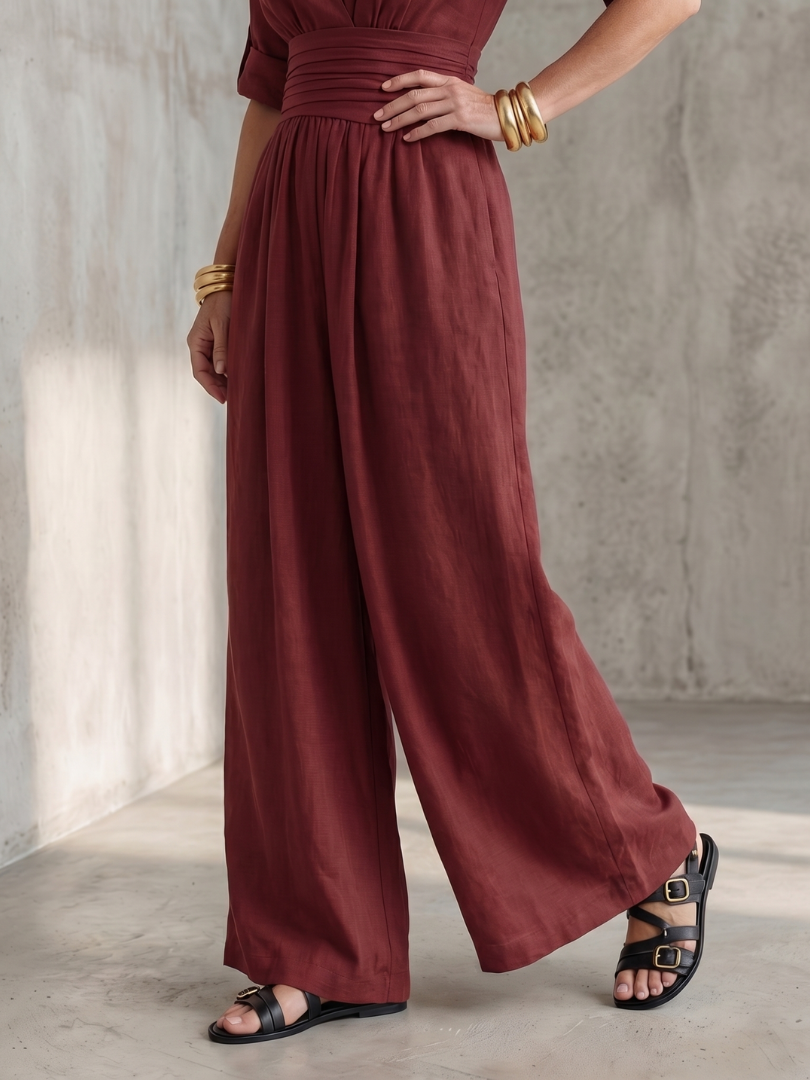 Wanda | Wide Jumpsuit with Front Crossover