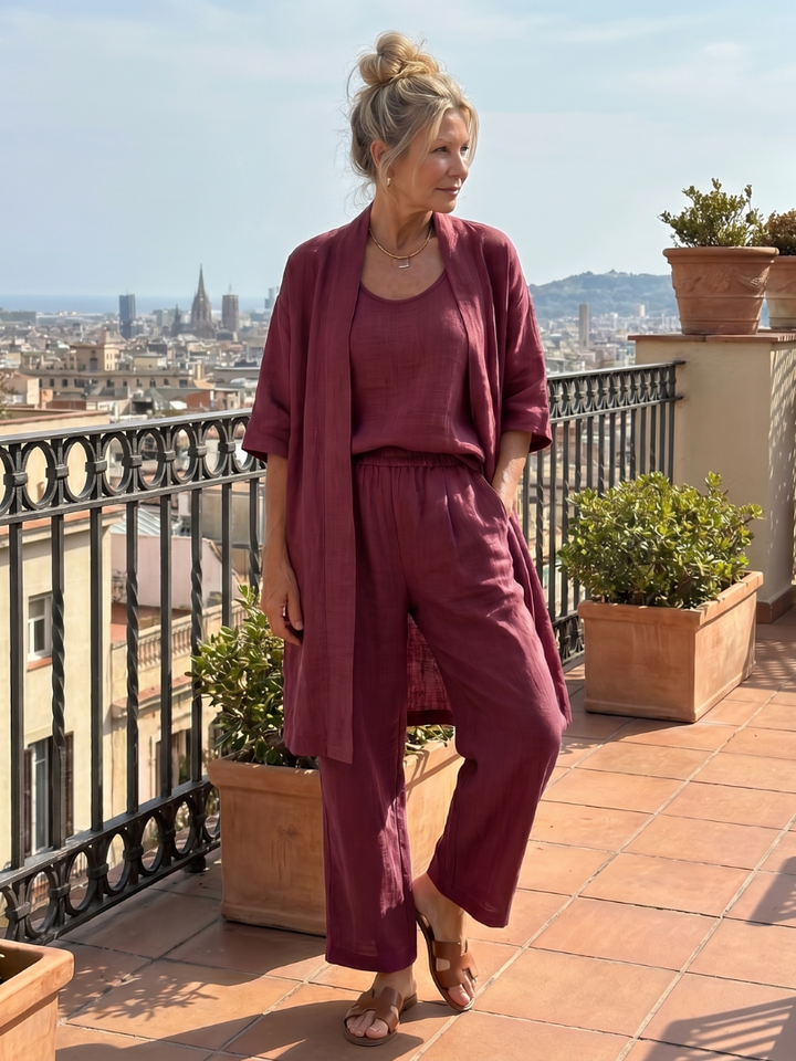 Yael | Three-Piece Relaxed Top and Trousers Set