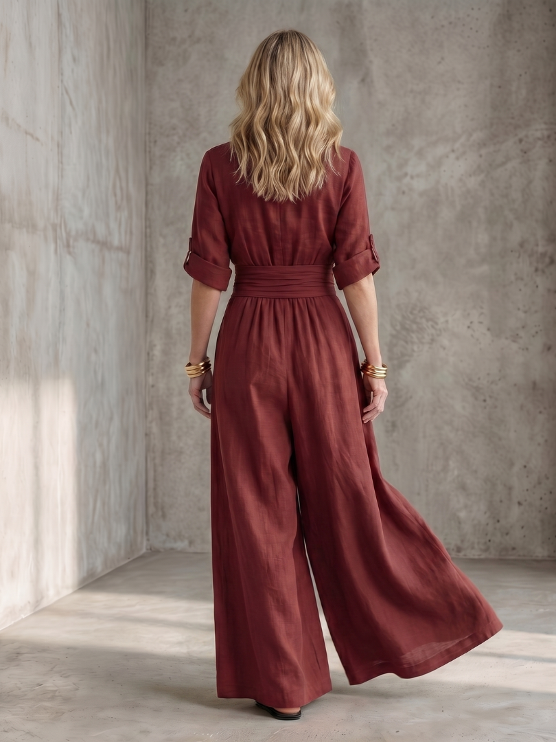 Wanda | Wide Jumpsuit with Front Crossover