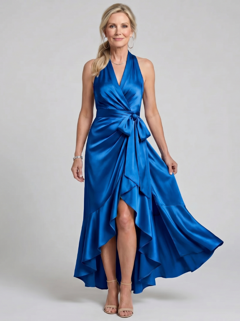 Honora | Asymmetric Halter Neck Midi Dress