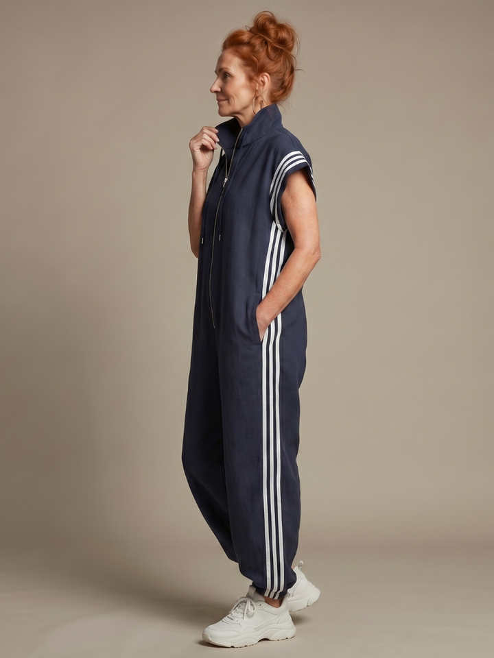 Lark | Zip Jumpsuit with Striped Panels
