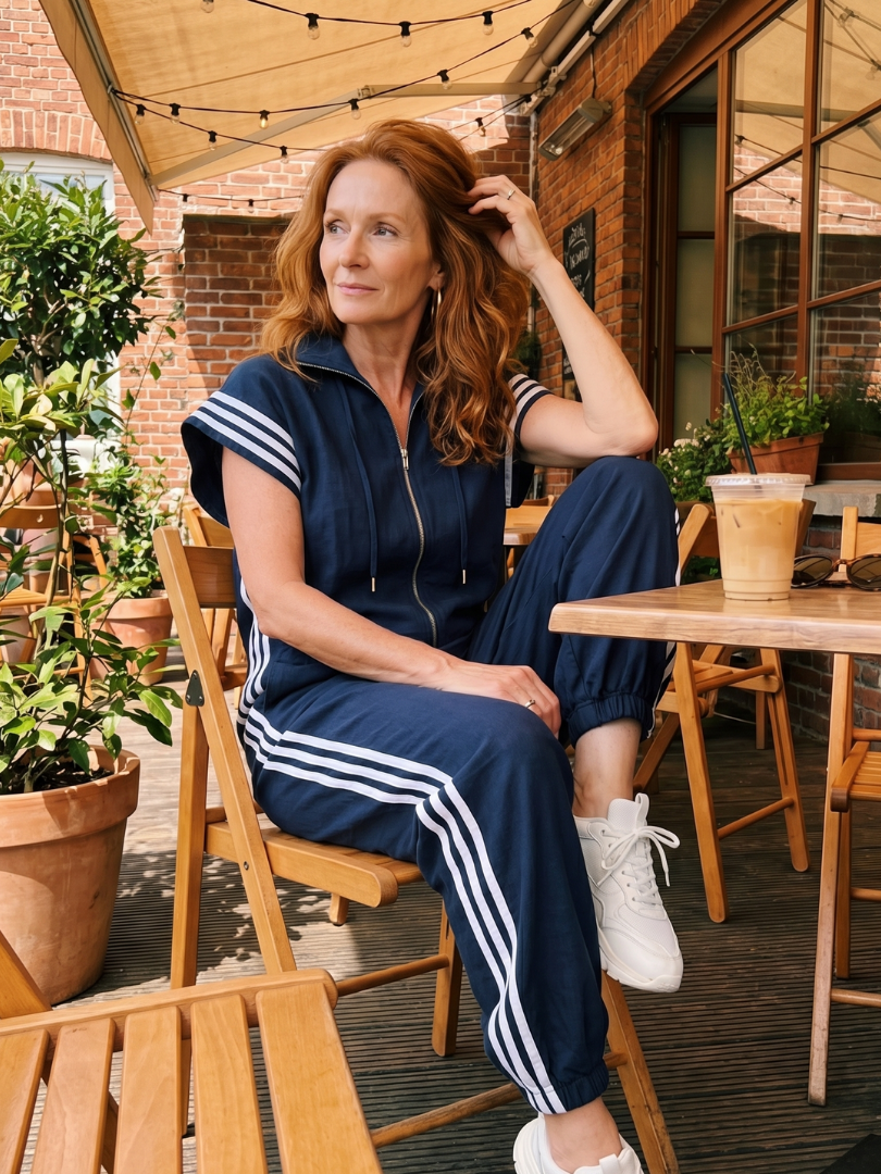 Lark | Zip Jumpsuit with Striped Panels