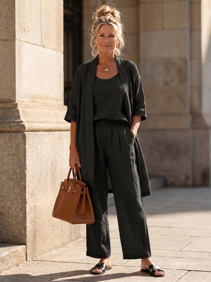 Yael | Three-Piece Relaxed Top and Trousers Set