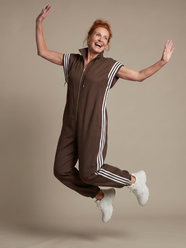 Lark | Zip Jumpsuit with Striped Panels