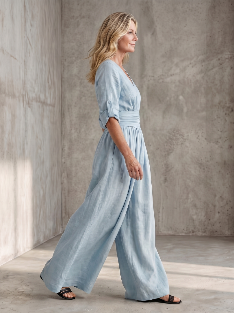 Wanda | Wide Jumpsuit with Front Crossover
