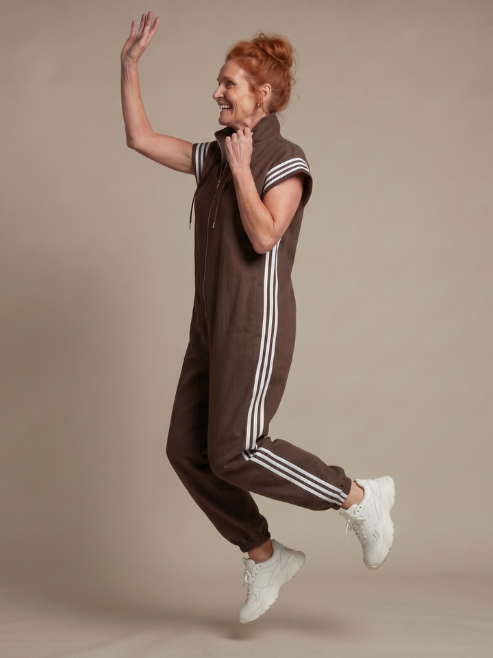 Lark | Zip Jumpsuit with Striped Panels
