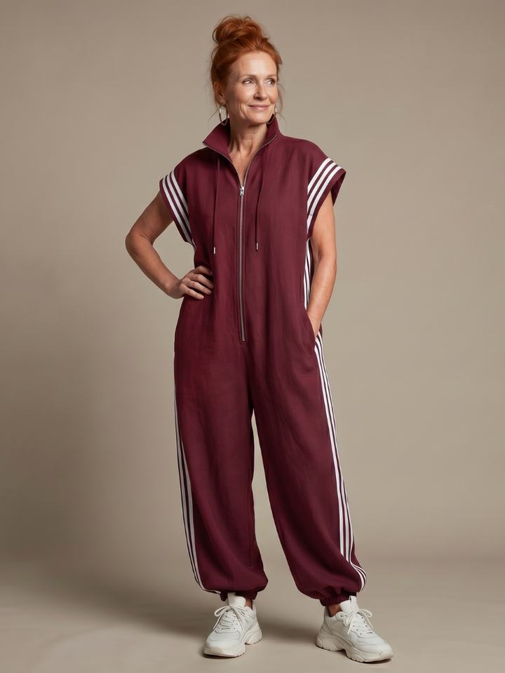 Lark | Zip Jumpsuit with Striped Panels
