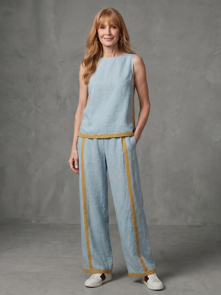 Inara | Sleeveless Top and Contrast Wide-Leg Trousers