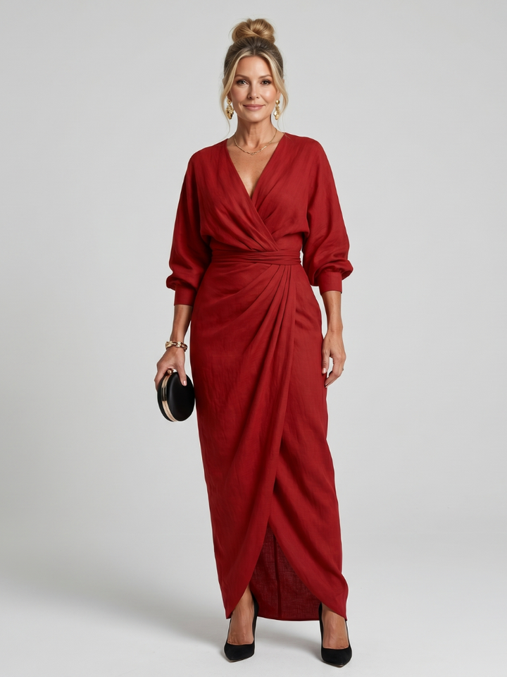 Fable | Long-Sleeve V-Neck Midi Dress