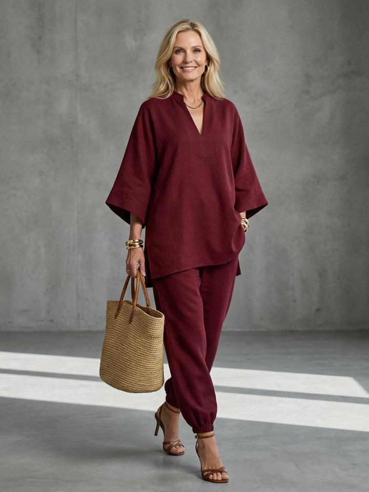 Georgiana | Viscose Tunic and Gathered Trousers Set