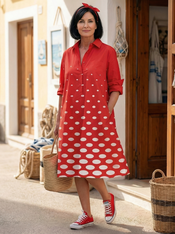 Wrenley | Bright Polka Dot Dress