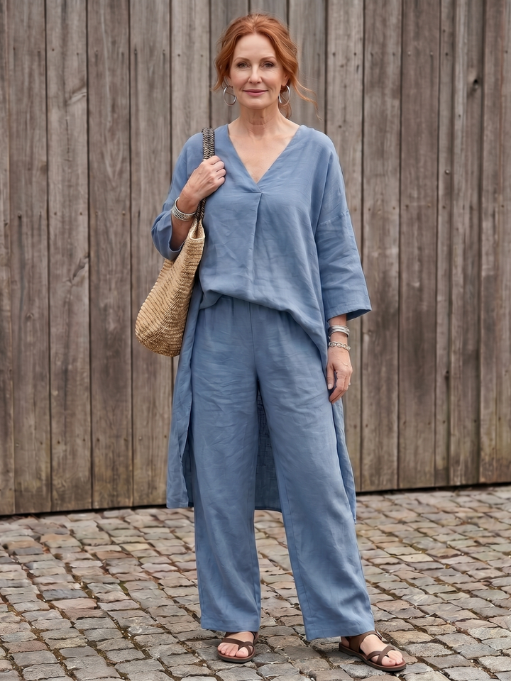 Onice | Wide Tunic Top and Wide-Leg Trousers Set
