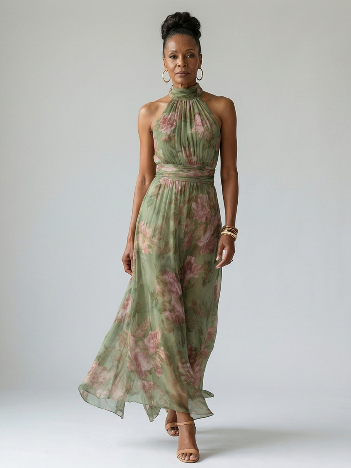 Mirelle | Gathered Halterneck Midi Dress