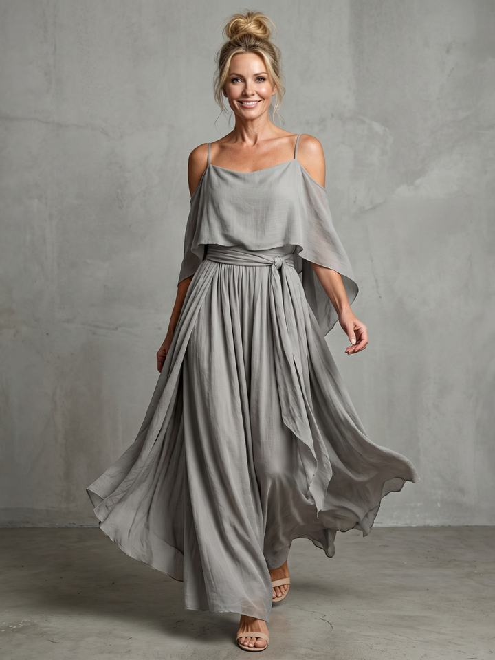 Marisol | Layered Off-Shoulder Top and Wide-Leg Trousers