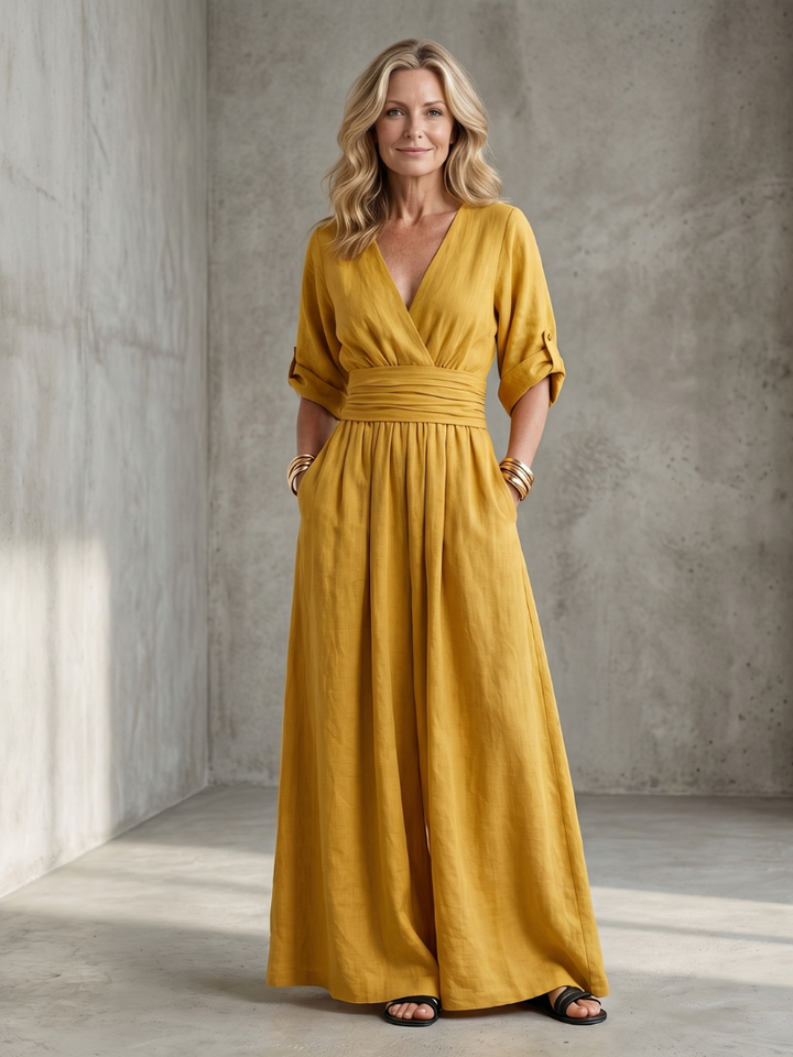 Wanda | Wide Jumpsuit with Front Crossover