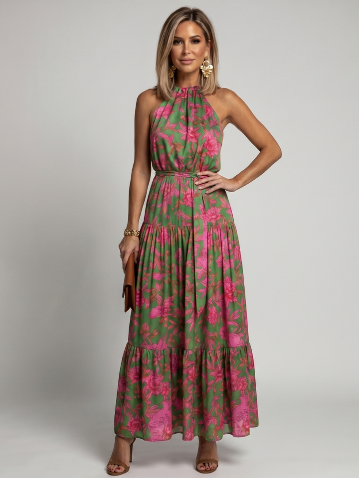 Rowen | Draped Halter Neck Midi Dress