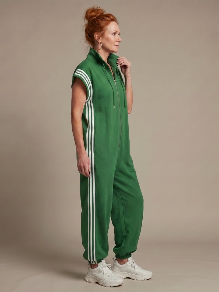 Lark | Zip Jumpsuit with Striped Panels
