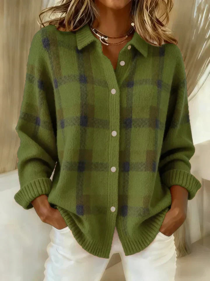 Danique | Retro Contrast Plaid Sweater