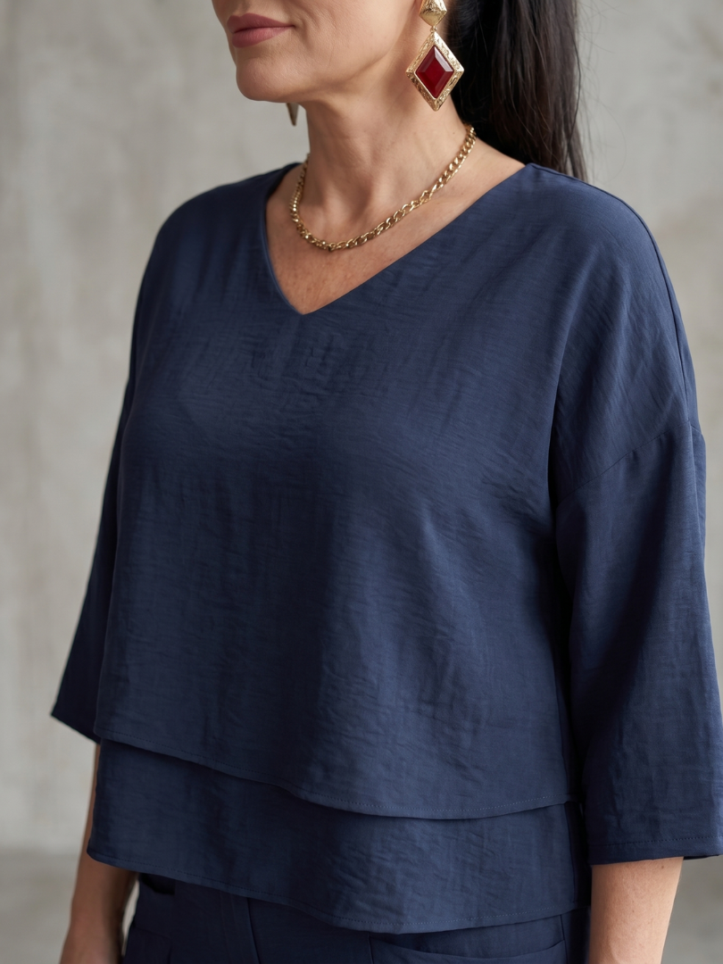 Fiume | Layered Top with Wide-Leg Trousers Set