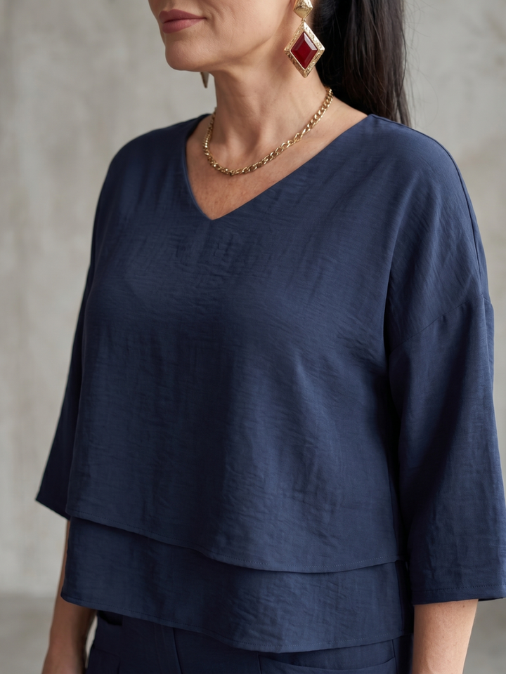 Fiume | Layered Top with Wide-Leg Trousers Set