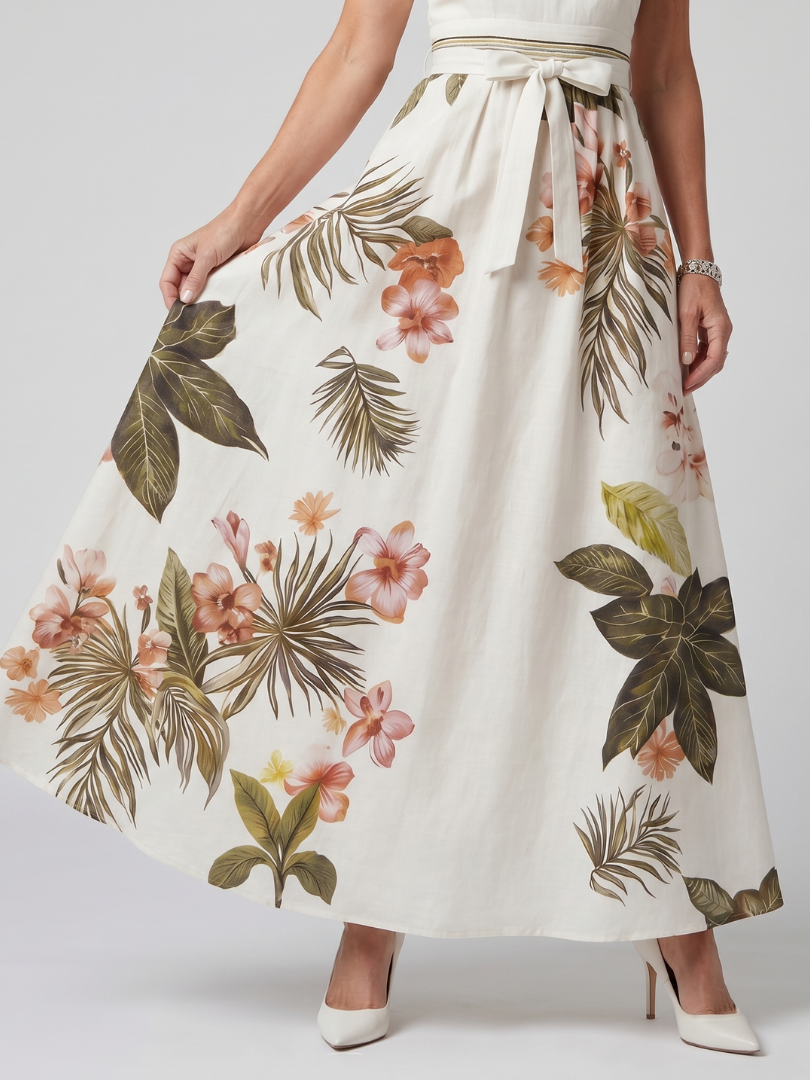 Meadow | Maxi Dress with Botanical Panel and Halter Neck