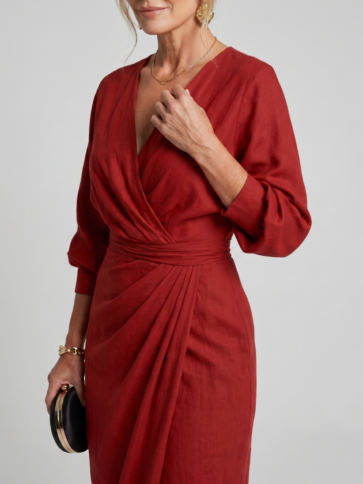 Fable | Long-Sleeve V-Neck Midi Dress