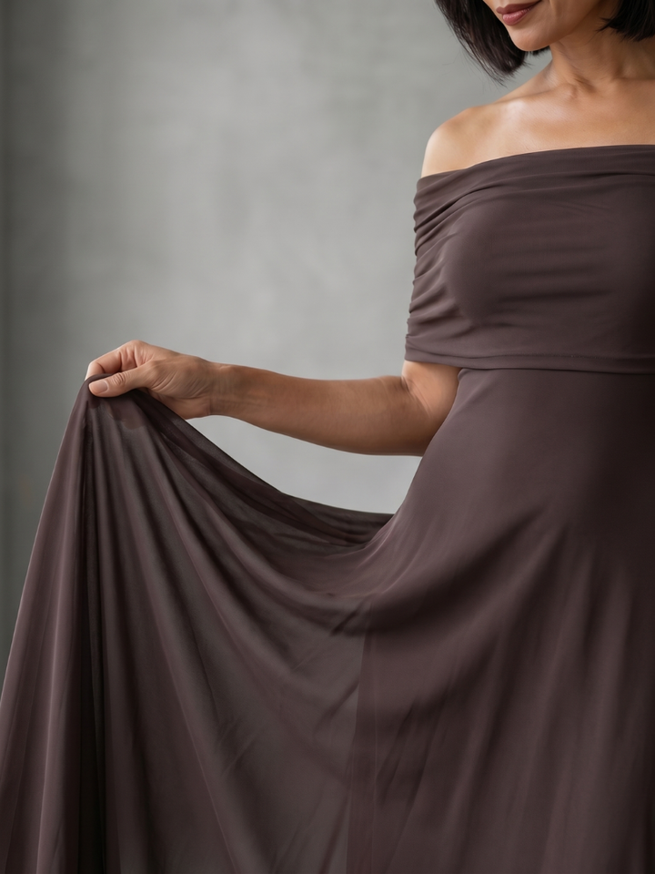 Giugno | Off-Shoulder Draped Midi Dress