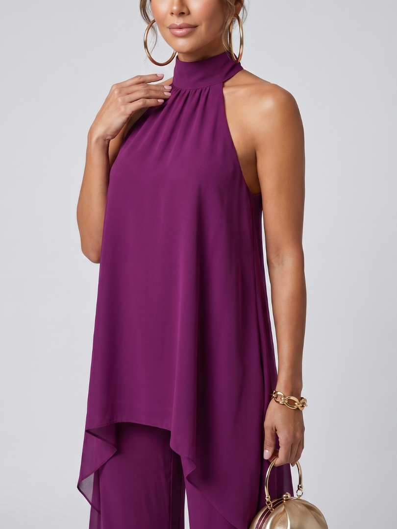 Zareen | Asymmetric Tunic Top and Wide-Leg Trousers