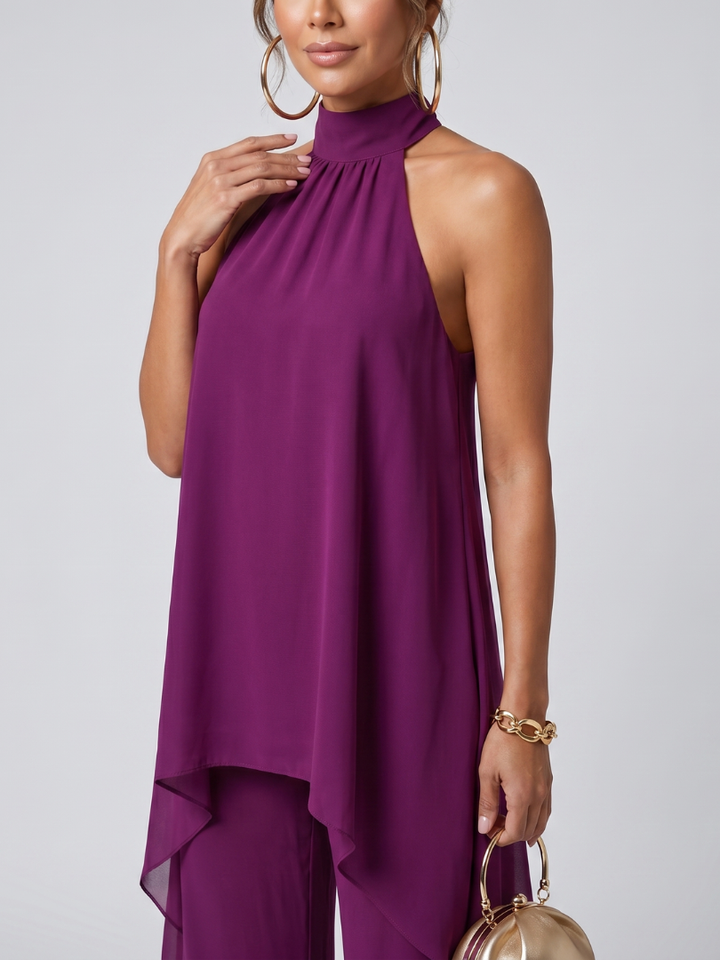 Zareen | Asymmetric Tunic Top and Wide-Leg Trousers